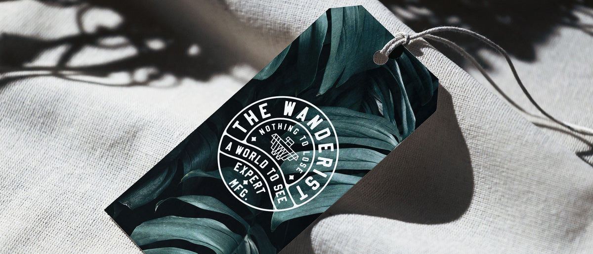 Custom hang tag attached to a finished garment